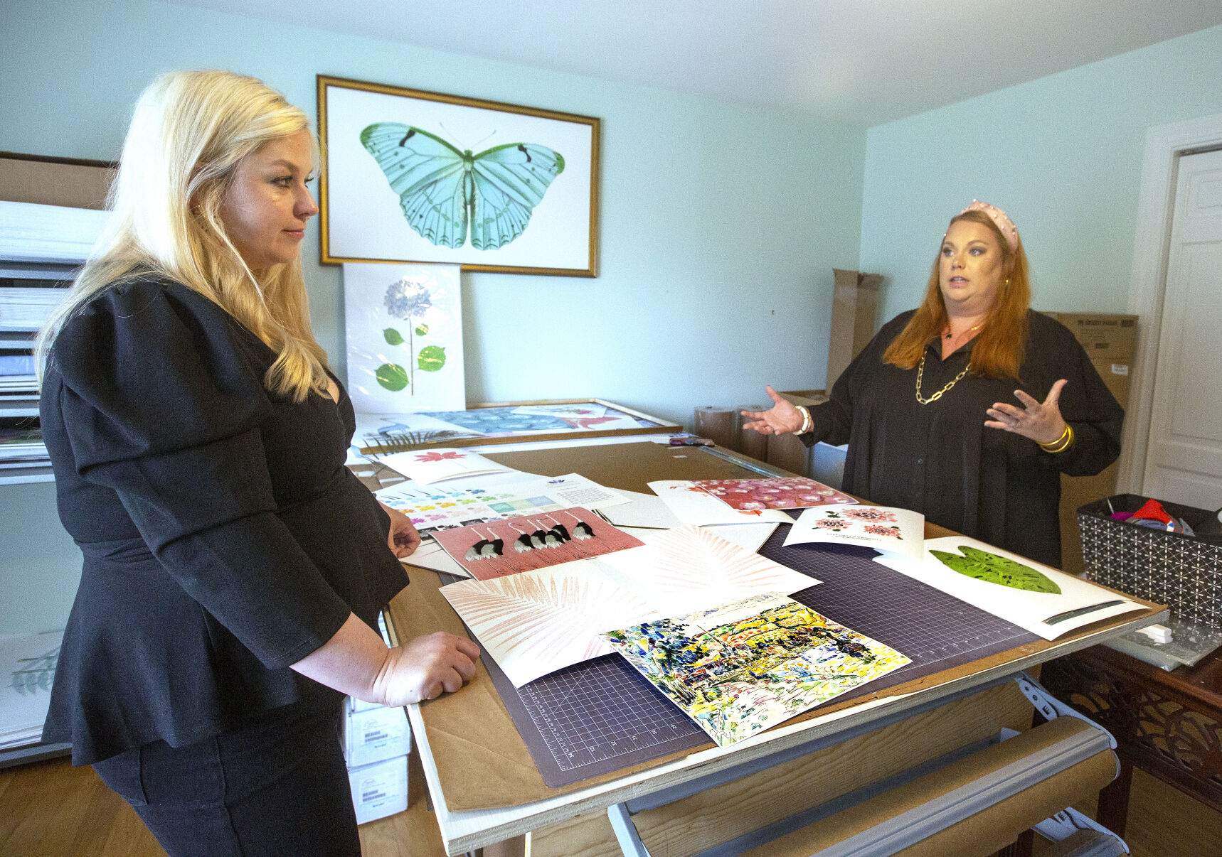 Urban Garden Prints sisters at work table